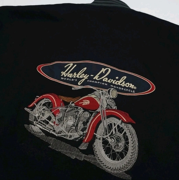 Harley-Davidson Black Varsity Jacket with Patches Large - Picture 3 of 7